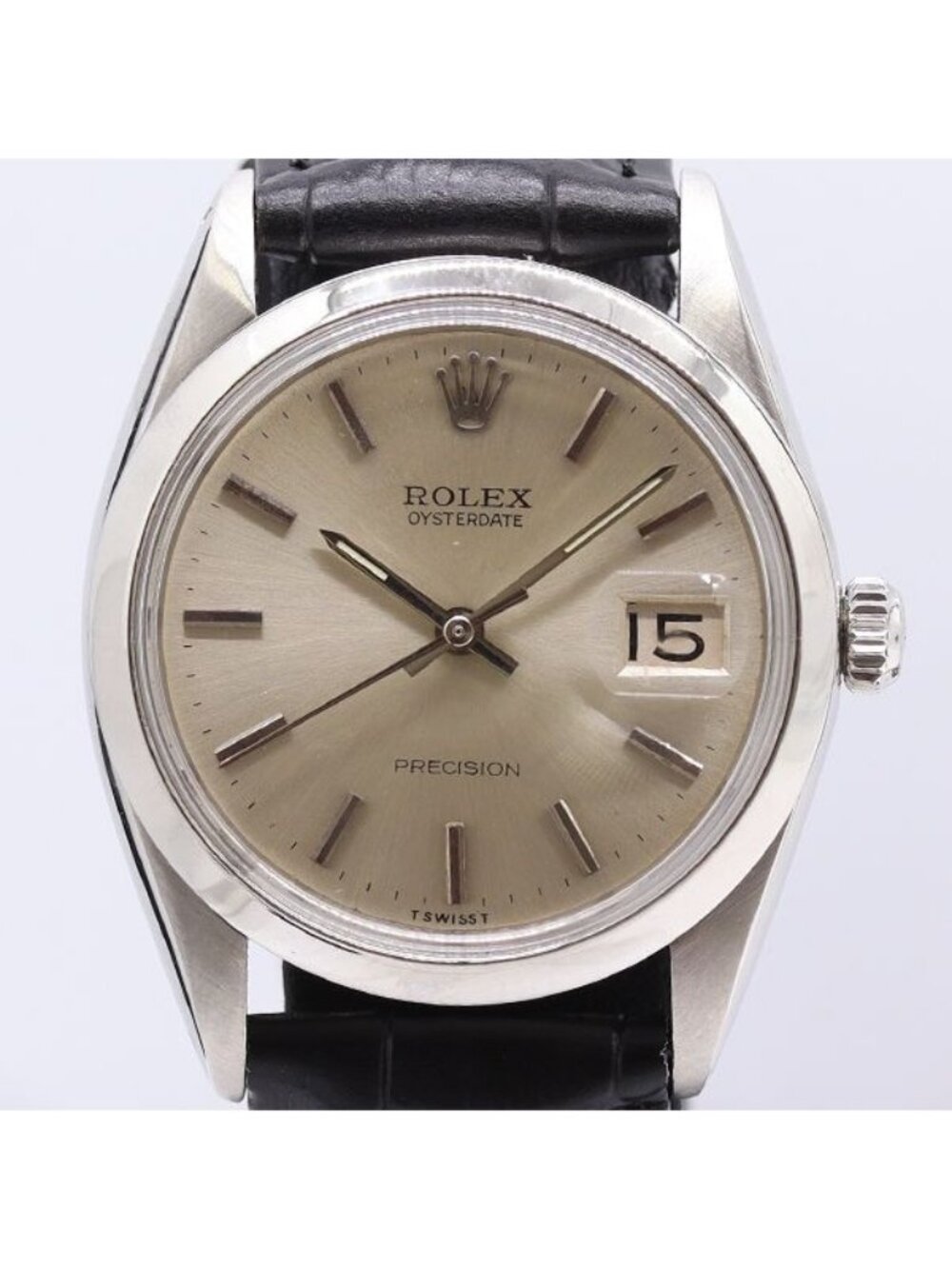 Rolex Oyster Date Precision Manual Wind Silver Dial Watch